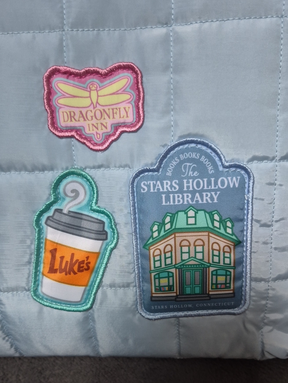 Gilmore Girls Quilted Light Blue Insulated Lunch Bag With Patches New With Tags - Picture 8 of 17